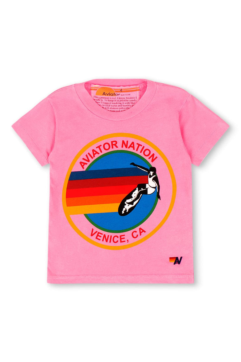 KID'S AVIATOR NATION VENICE TEE - NEON PINK