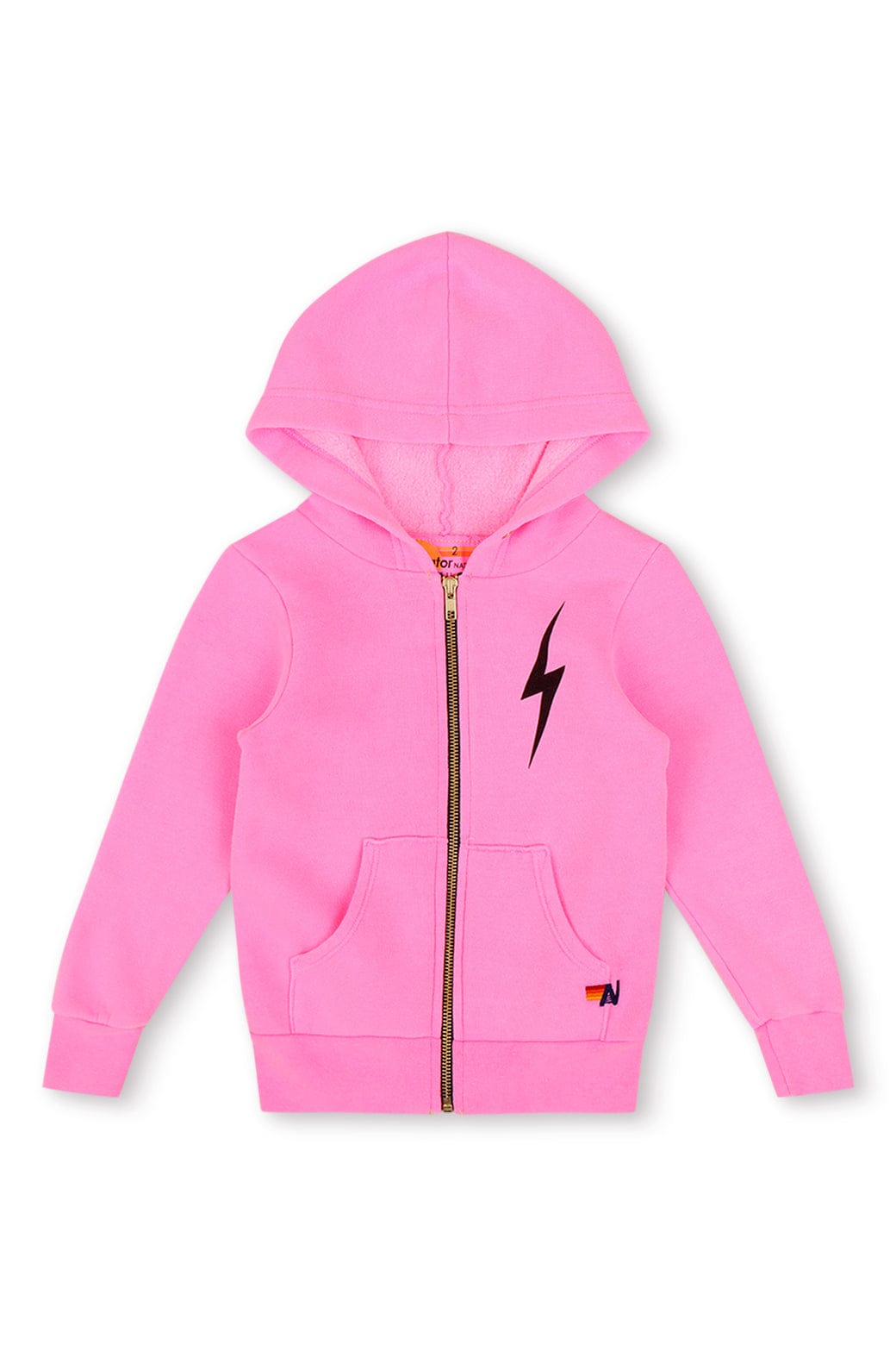 KIDS BOLT PRINT ZIP HOODIE NEON PINK – Aviator Nation