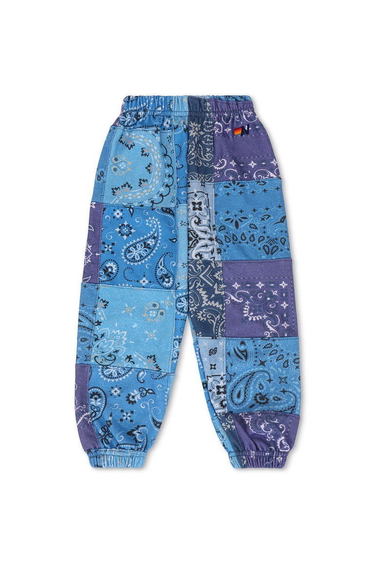 KID'S BANDANA QUILTED SWEATPANTS - BLUE