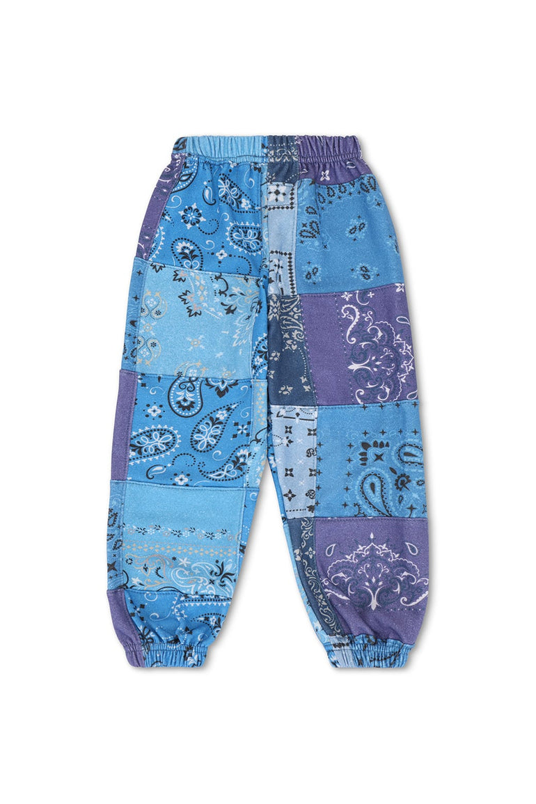 KID'S BANDANA QUILTED SWEATPANTS - BLUE