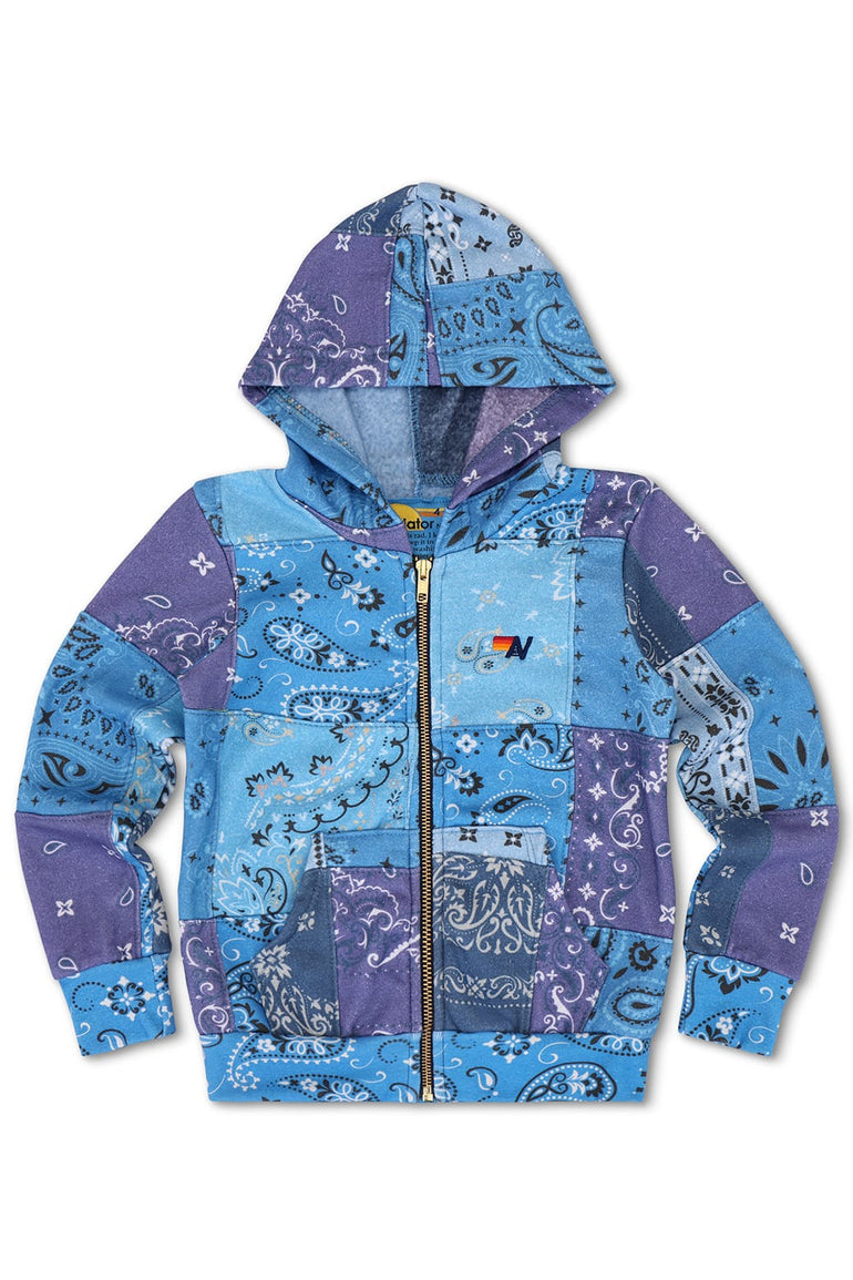 KID'S BANDANA QUILTED ZIP HOODIE - BLUE
