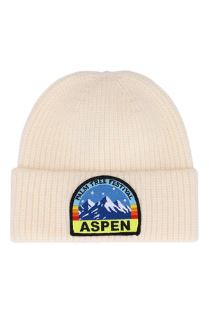 PALM TREE FESTIVAL ASPEN 2026 RIB BEANIE - VINTAGE WHITE