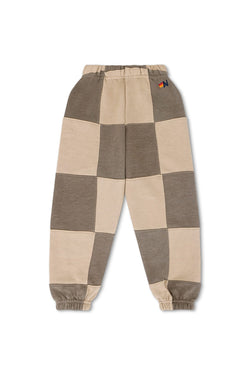 KID'S CHECK QUILTED SWEATPANTS - SAND / TAUPE