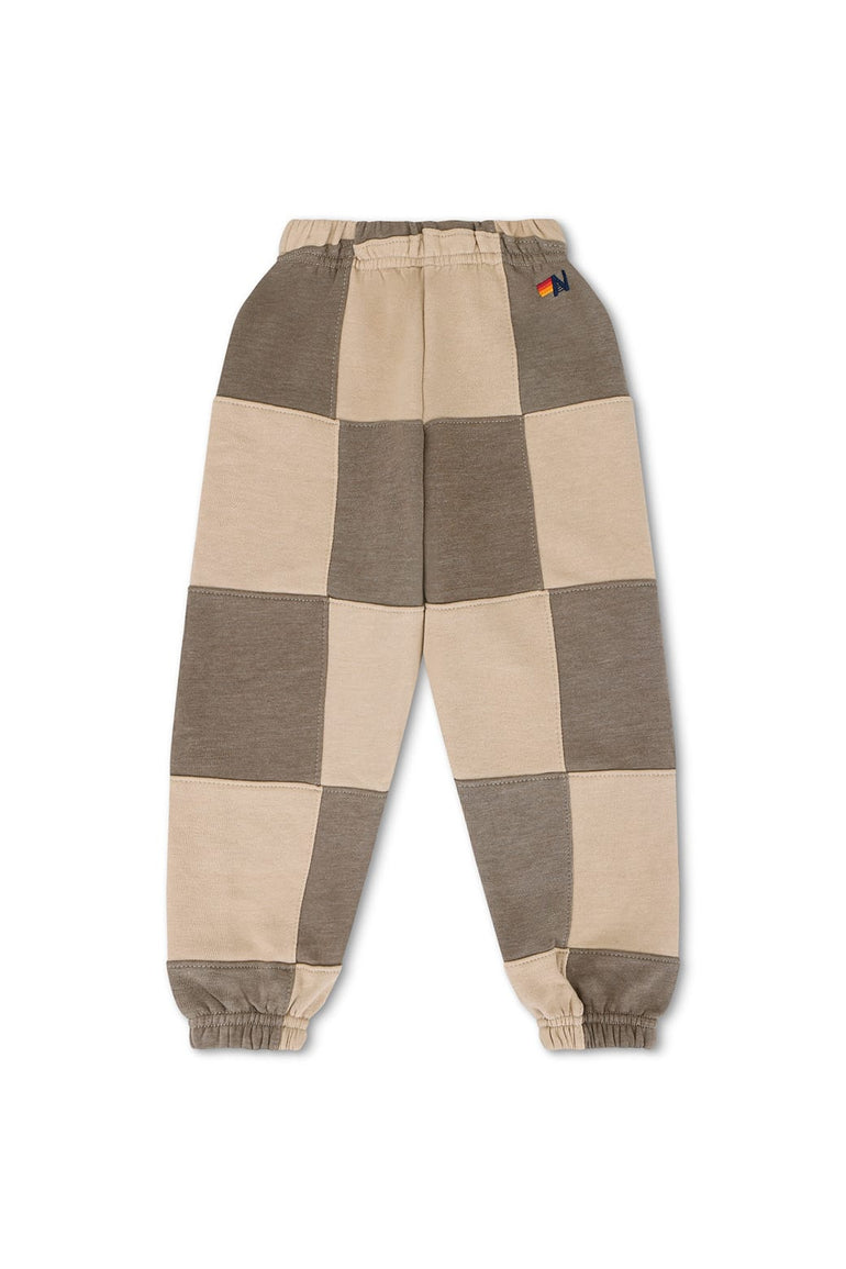 KID'S CHECK QUILTED SWEATPANTS - SAND / TAUPE