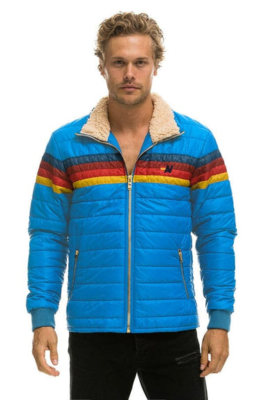 4 STRIPE RAINBOW SLEEVE JACKET - BLUE CINA Men's Outerwear Aviator Nation