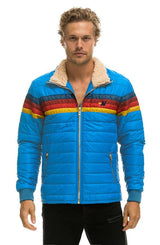 4 STRIPE RAINBOW SLEEVE JACKET - BLUE CINA Men's Outerwear Aviator Nation