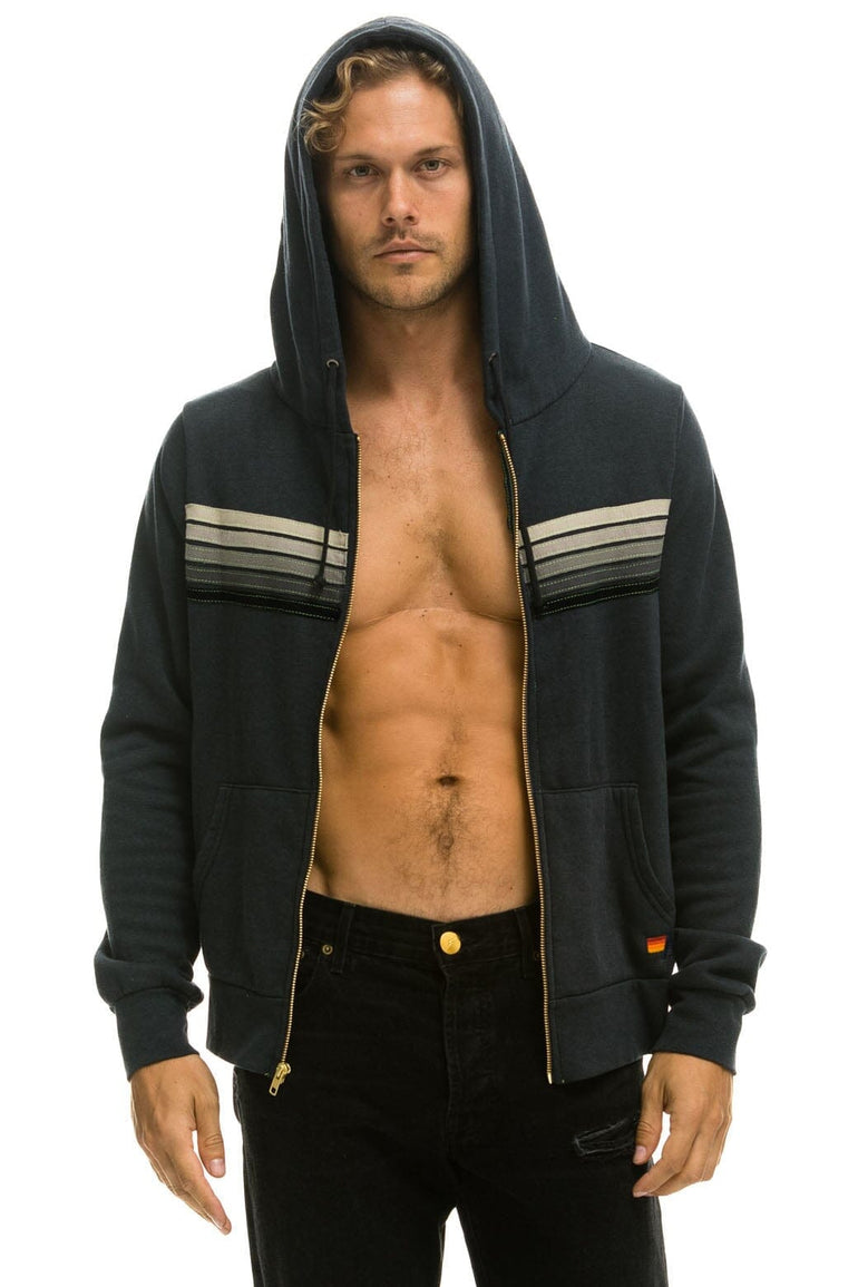 5 STRIPE HOODIE - CHARCOAL // GREY STRIPES Hoodie Aviator Nation