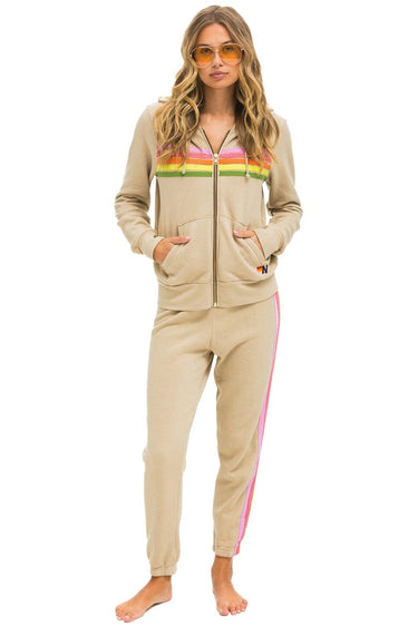 5 STRIPE HOODIE - SAND // PINK // GREEN Hoodie Aviator Nation
