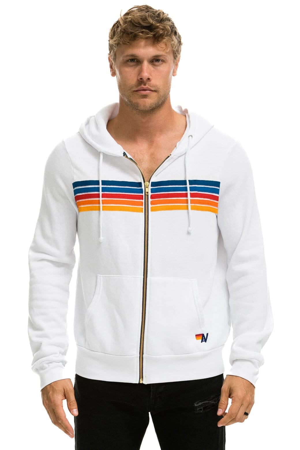 5 STRIPE HOODIE - WHITE 2 Hoodie Aviator Nation