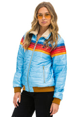 5 STRIPE RAINBOW SLEEVE JACKET - SKY GLOSSY Women's Outerwear Aviator Nation