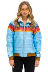 5 STRIPE RAINBOW SLEEVE JACKET - SKY GLOSSY Women's Outerwear Aviator Nation