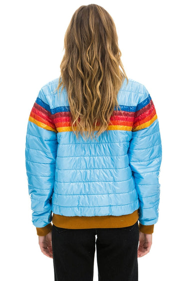 5 STRIPE RAINBOW SLEEVE JACKET - SKY GLOSSY Women's Outerwear Aviator Nation