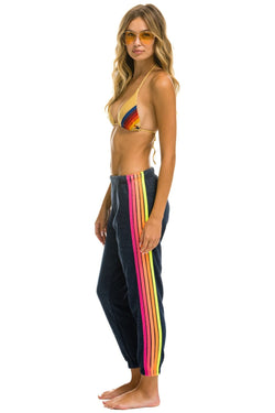 5 STRIPE SWEATPANTS - HEATHER NAVY // NEON RAINBOW Women's Sweatpants Aviator Nation