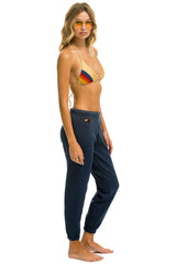 5 STRIPE SWEATPANTS - HEATHER NAVY // NEON RAINBOW Women's Sweatpants Aviator Nation