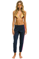 5 STRIPE SWEATPANTS - HEATHER NAVY // NEON RAINBOW Women's Sweatpants Aviator Nation
