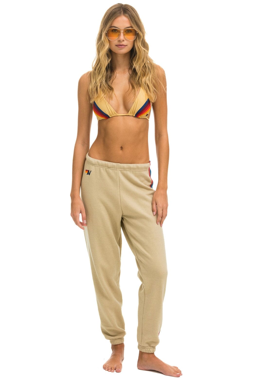5 STRIPE SWEATPANTS - SAND // USA Women's Sweatpants Aviator Nation