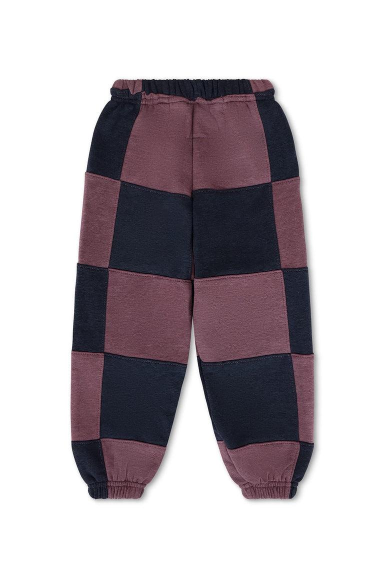 KID'S CHECK QUILTED SWEATPANTS - CHARCOAL // MOCHA