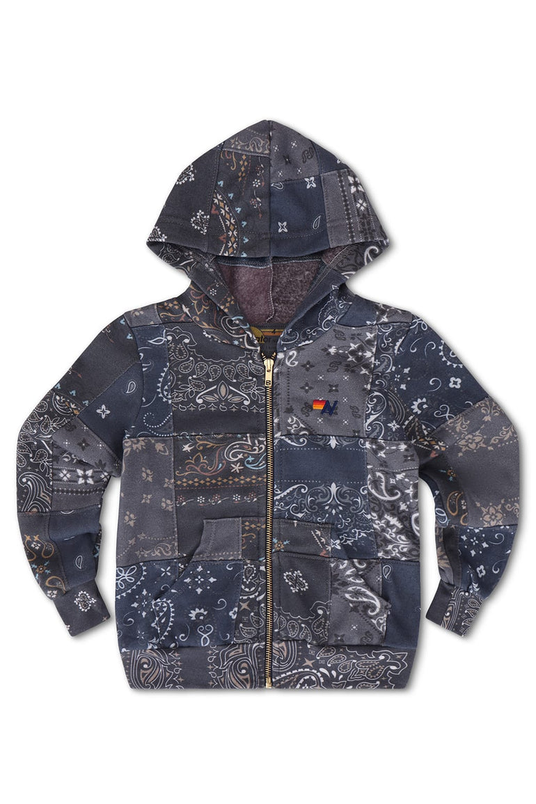 KID'S BANDANA QUILTED ZIP HOODIE - CHARCOAL