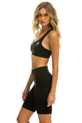 8 INCH CARGO POCKET HI-RISE BIKER SHORT - BLACK Women's Active Shorts Aviator Nation