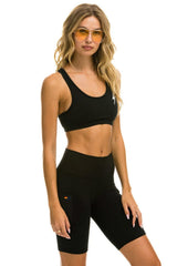 8 INCH CARGO POCKET HI-RISE BIKER SHORT - BLACK Women's Active Shorts Aviator Nation