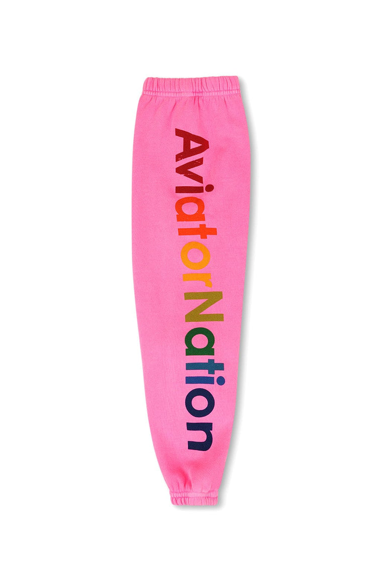 KID'S AVIATOR NATION VENICE SWEATPANTS - NEON PINK