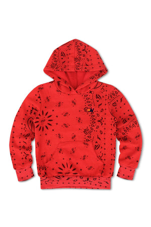 KID'S BANDANA PULLOVER HOODIE - RED