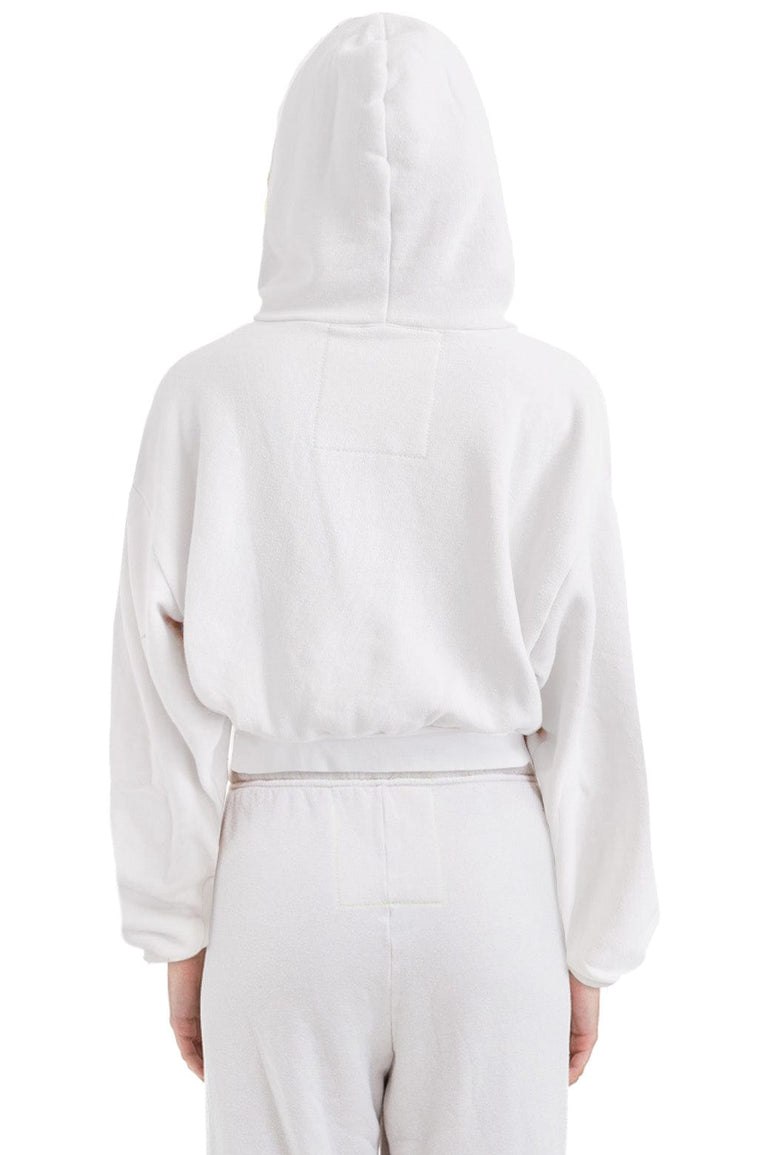 SUNSET PATCH RELAXED CROPPED ZIP HOODIE - DOVE