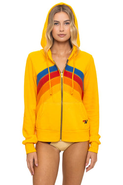 MOUNTAIN STITCH CHEVRON 4 ZIP HOODIE - GOLD