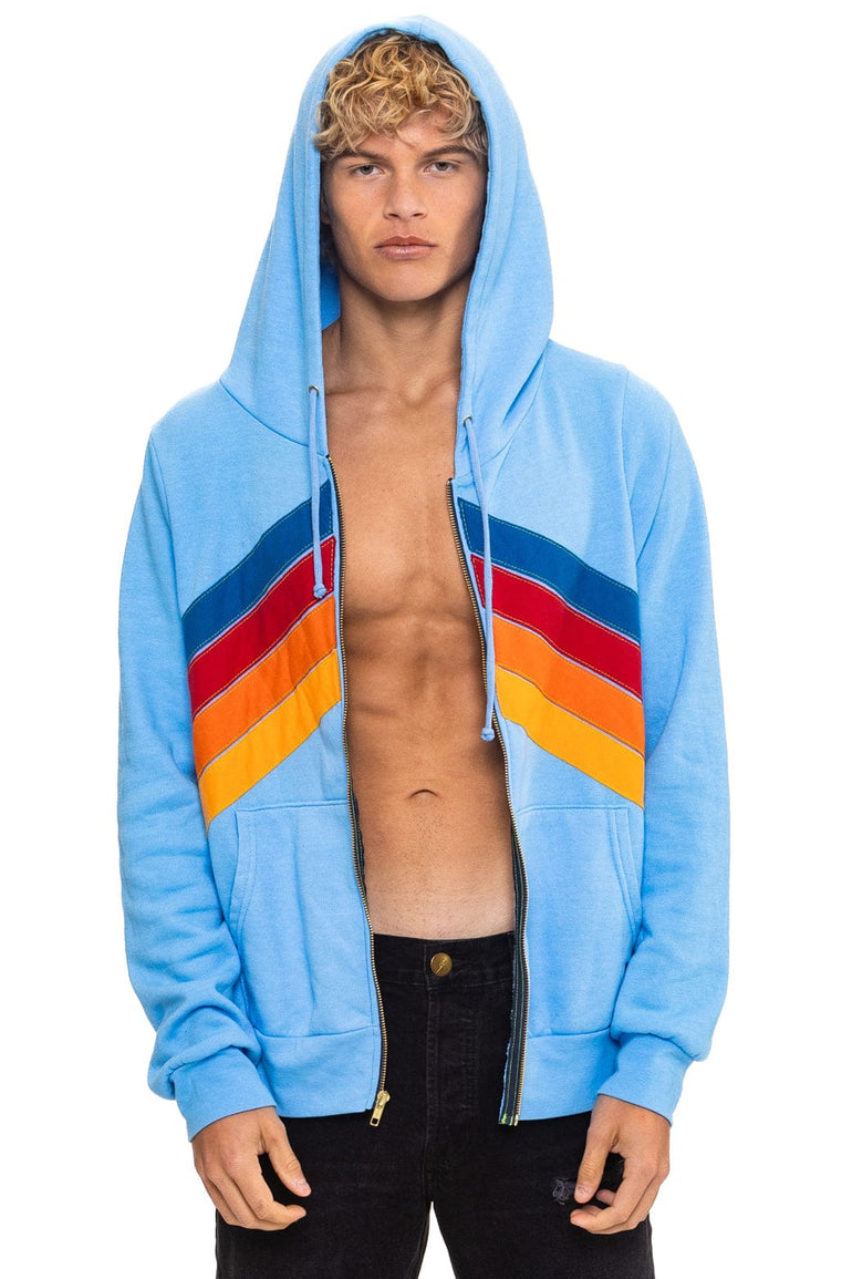 MOUNTAIN STITCH CHEVRON 4 ZIP HOODIE - SKY