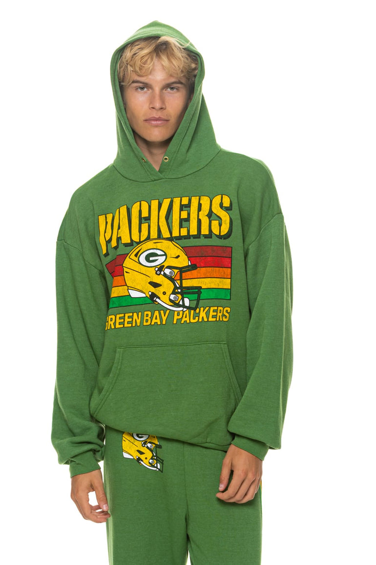 GREEN BAY PACKERS HELMET RELAXED PULLOVER HOODIE - PALM