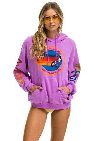 AVIATOR NATION LAS VEGAS RELAXED PULLOVER HOODIE - NEON PURPLE
