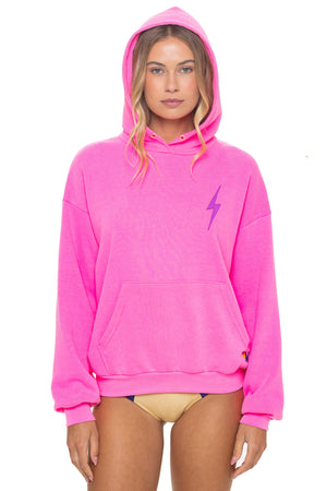 BOLT STITCH RELAXED PULLOVER HOODIE - NEON PINK // NEON PURPLE