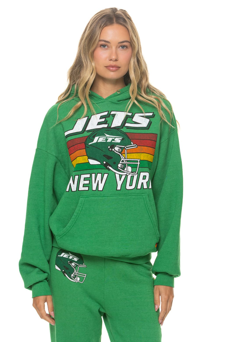 NEW YORK JETS HELMET RELAXED PULLOVER HOODIE - KELLY GREEN