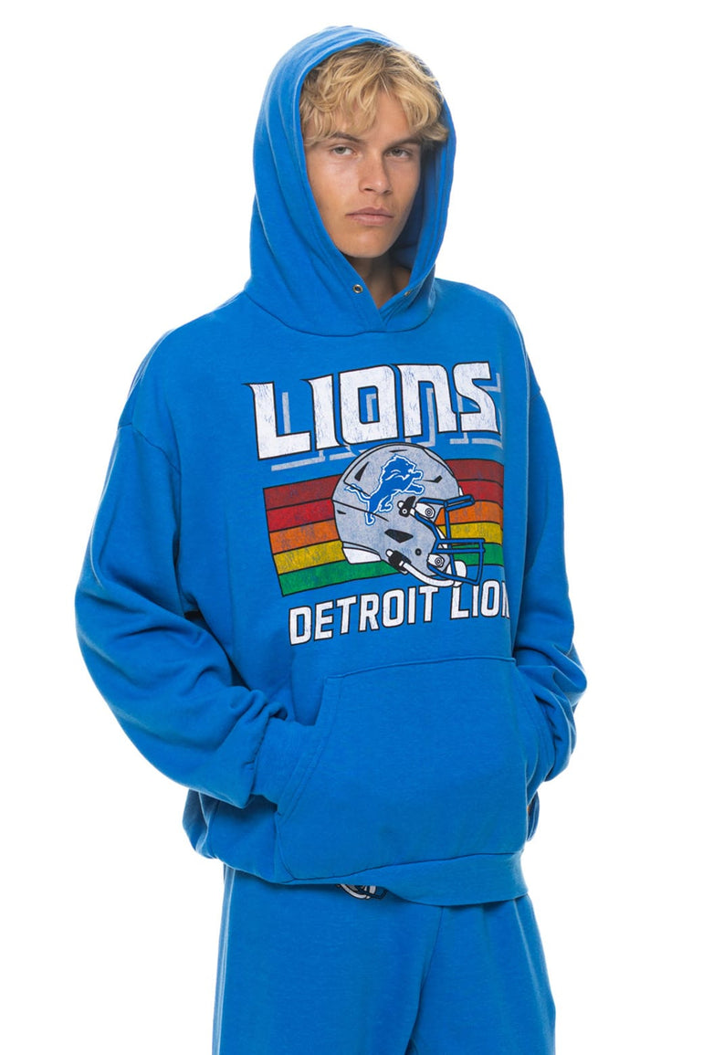 DETROIT LIONS HELMET RELAXED PULLOVER HOODIE - COBALT
