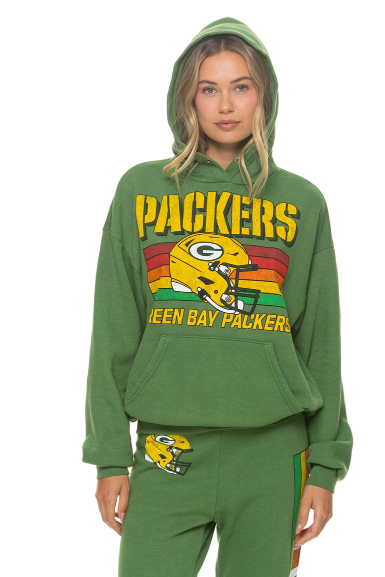 GREEN BAY PACKERS HELMET RELAXED PULLOVER HOODIE - PALM