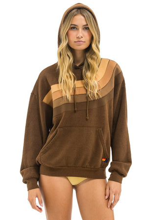 WAVE STRIPE 4 PULLOVER HOODIE RELAXED - CHOCOLATE // ESPRESSO