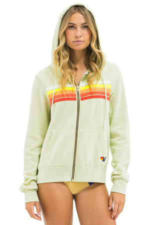 5 STRIPE HOODIE - LIME CREAM // WHITE NEON