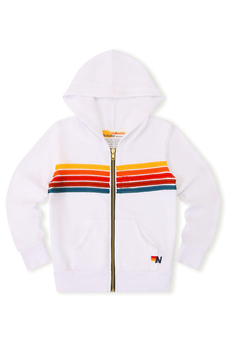 KID'S 5 STRIPE HOODIE - WHITE