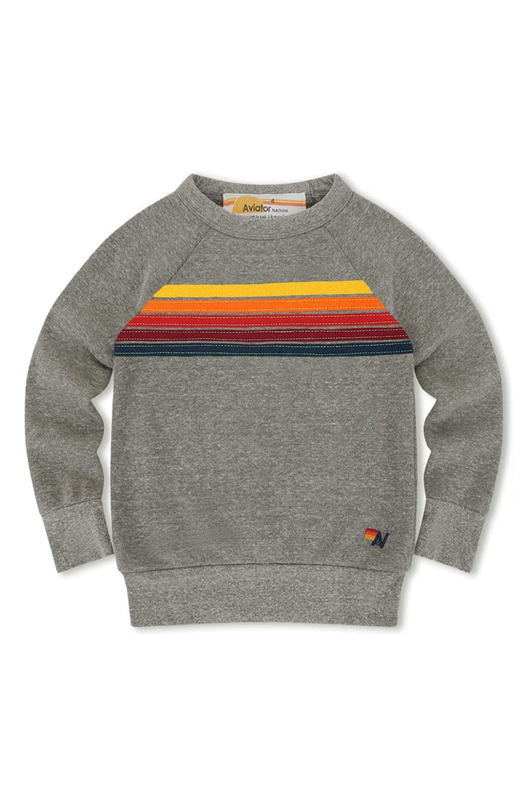 KID'S 5 STRIPE SWEATSHIRT - HEATHER GREY