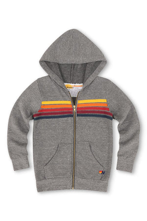 KID'S 5 STRIPE HOODIE - HEATHER GREY