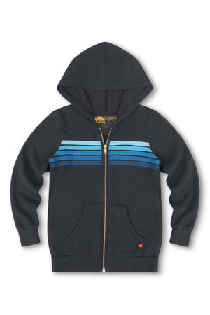 KID'S 5 STRIPE HOODIE - CHARCOAL // BLUE