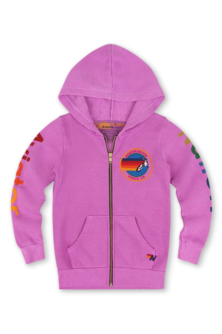 KID'S AVIATOR NATION VENICE ZIP HOODIE - NEON PURPLE