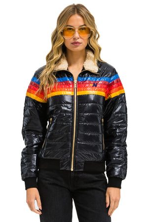 5 STRIPE JACKET - GLOSSY BLACK