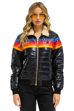 5 STRIPE JACKET - GLOSSY BLACK