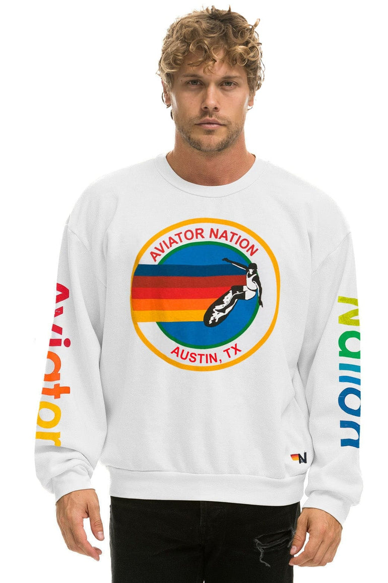 AVIATOR NATION AUSTIN CREW SWEATSHIRT - WHITE
