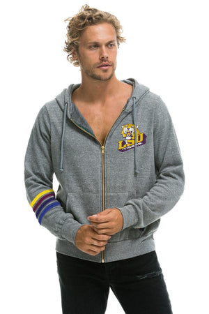 LSU BOLT ZIP HOODIE - HEATHER GREY