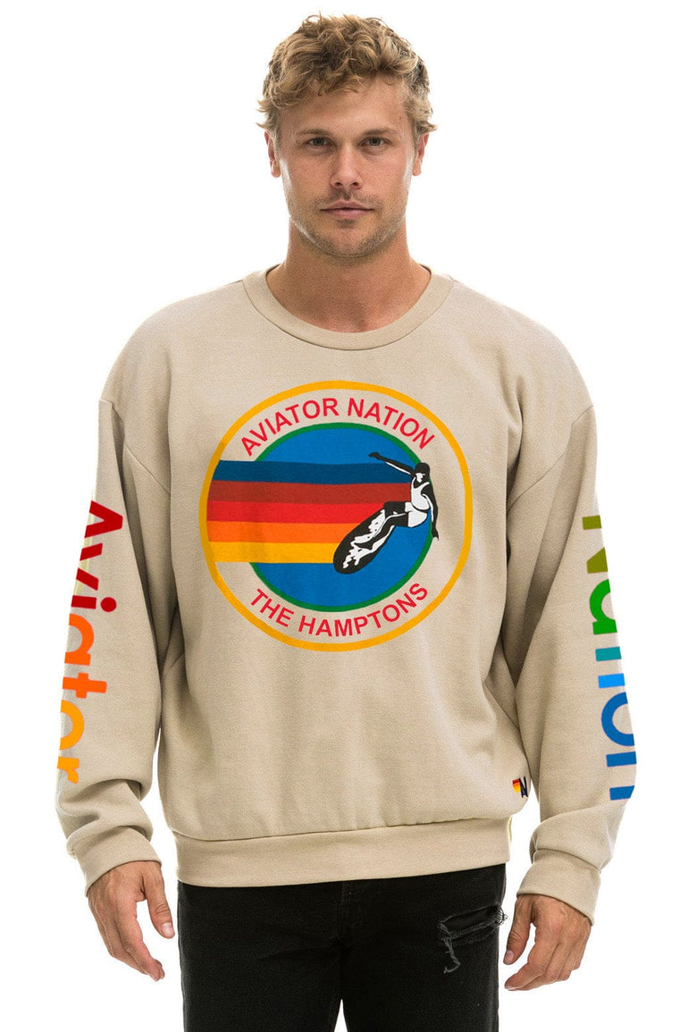 AVIATOR NATION HAMPTONS RELAXED CREW SWEATSHIRT - SAND
