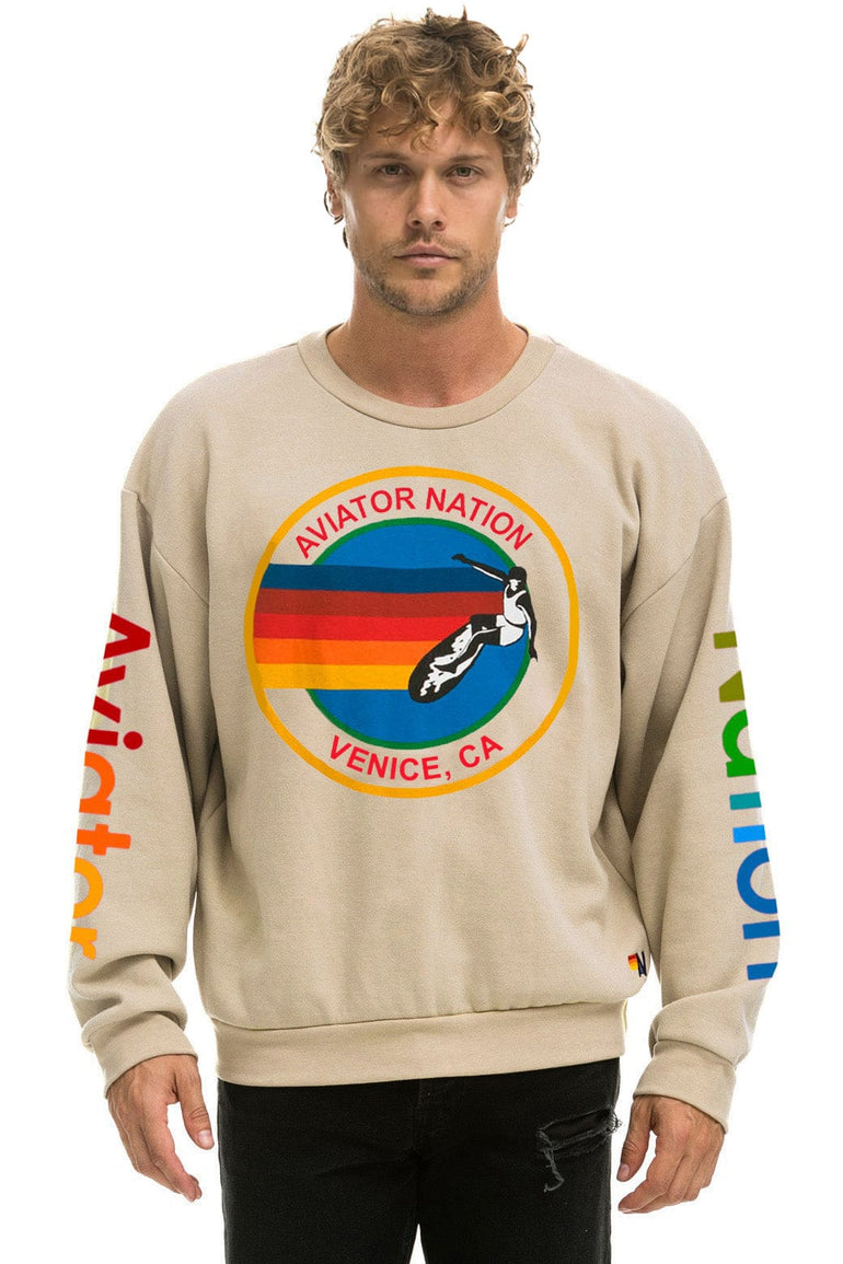 AVIATOR NATION RELAXED VENICE CREW SWEATSHIRT - SAND