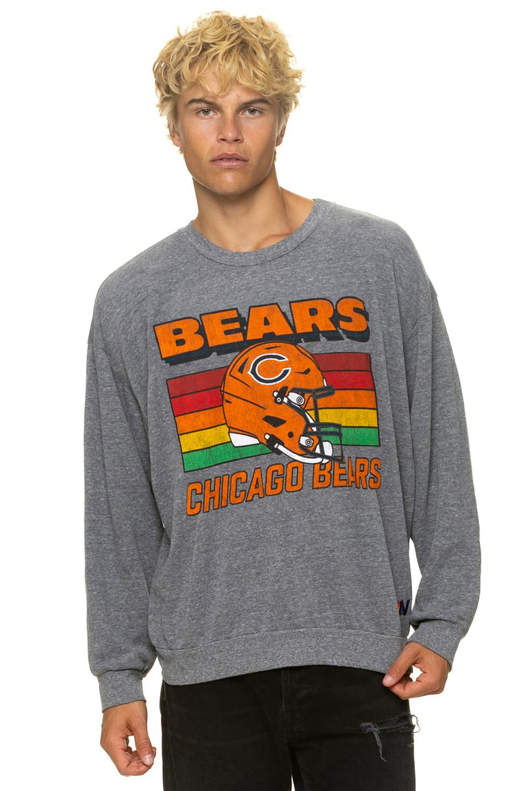 CHICAGO BEARS HELMET RELAXED CREW SWEATSHIRT - HEATHER