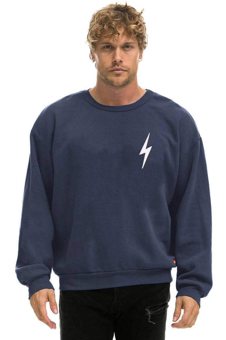 BOLT STITCH RELAXED CREW SWEATSHIRT - NAVY // WHITE